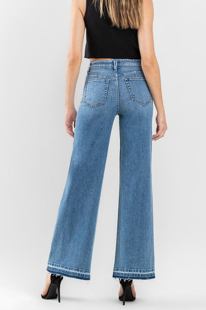 AADI SPLIT SEAM WIDE LEG DENIM JEANS - Violet Muse Boutique