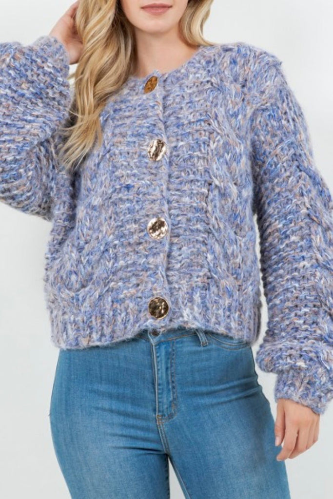 ALICIA BLUE CHUNKY SWEATER - Violet Muse Boutique