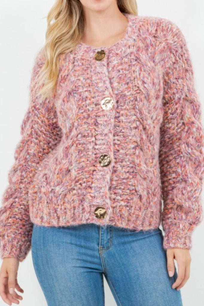 ALICIA BLUSH CHUNKY SWEATER - Violet Muse Boutique