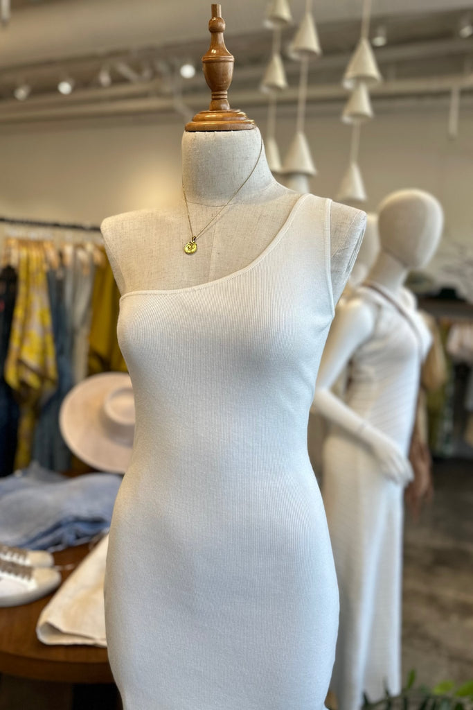 ALISHA CREAM ONE SHOULDER KNITTED DRESS - Violet Muse Boutique