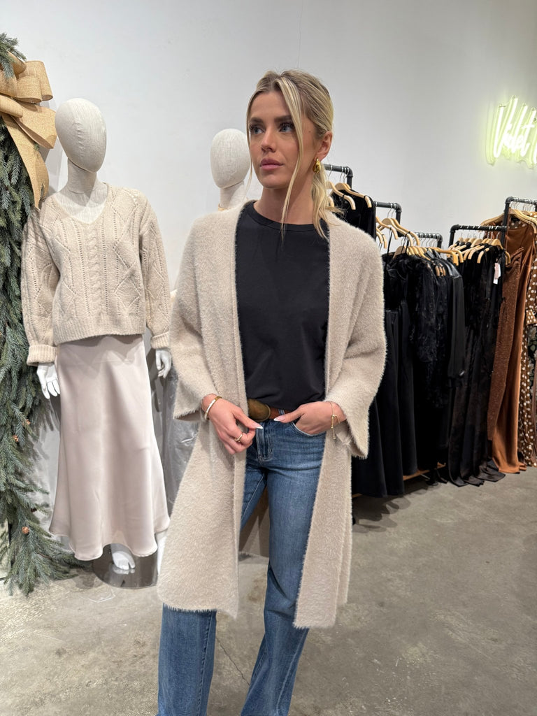 ALPINE CREAM KNIT CARDIGAN COAT - Violet Muse Boutique