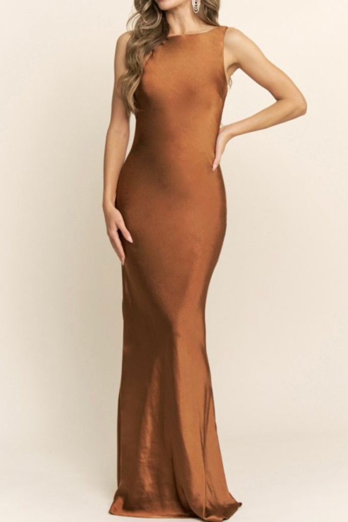 ALUNA GOLD SLIP DRESS - Violet Muse Boutique