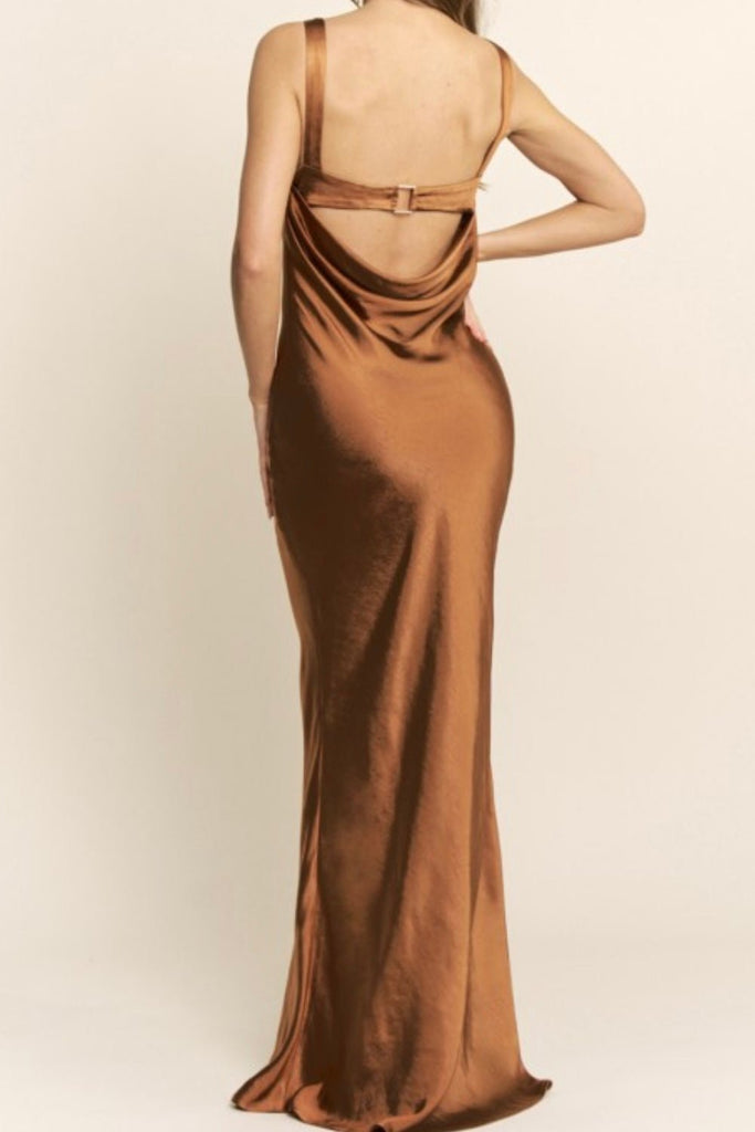 ALUNA GOLD SLIP DRESS - Violet Muse Boutique