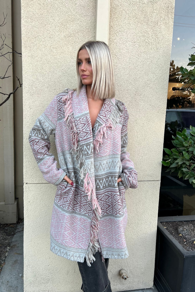 ASPENDALE FRINGE KNIT COAT - Violet Muse Boutique