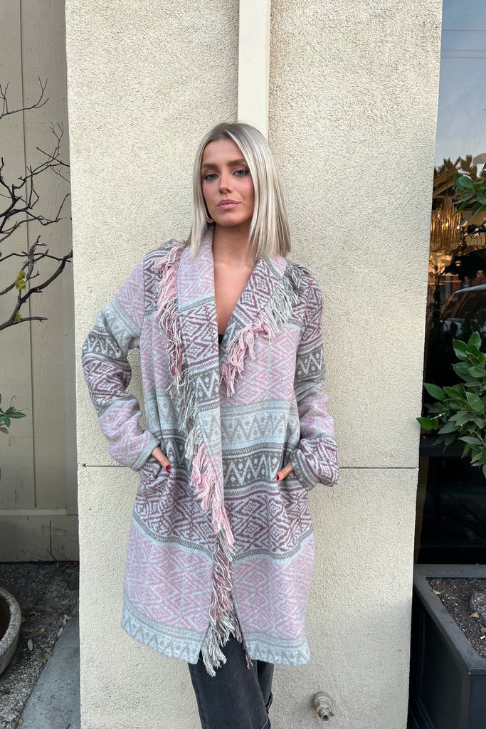 ASPENDALE FRINGE KNIT COAT - Violet Muse Boutique