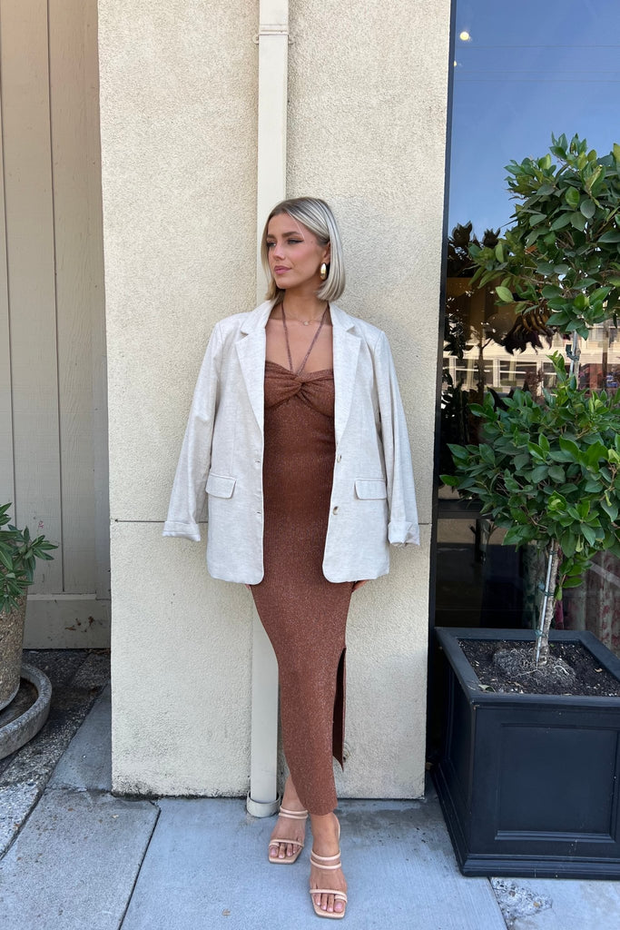 ASTORIA TOFFEE KNIT DRESS - Violet Muse Boutique