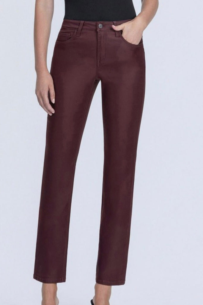 AVEA BURGUNDY COATED JEANS - Violet Muse Boutique