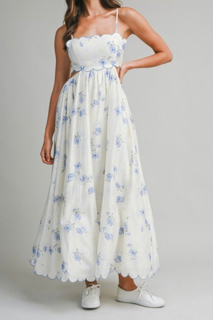 AZURE DOLCE SCALLOPED DRESS  Violet Muse Boutique