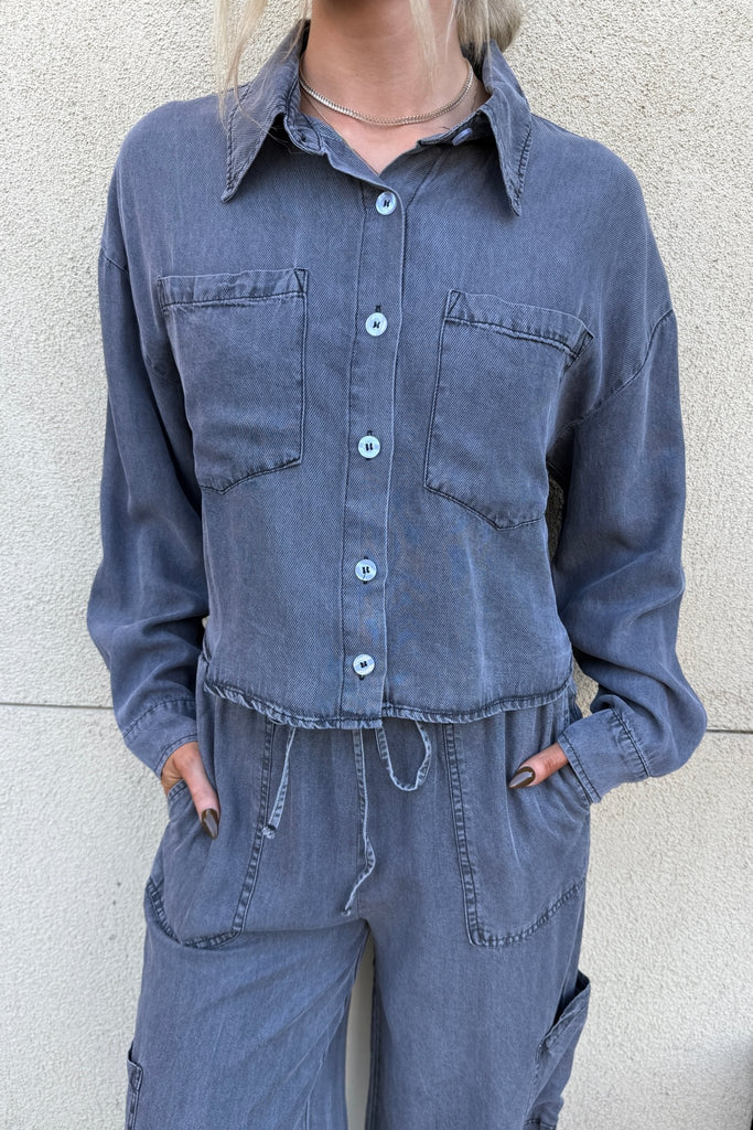 BALHAM BLACK WIDE LEG DENIM PANTS - Violet Muse Boutique