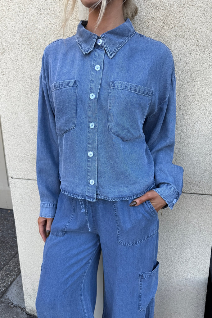 BALHAM BLUE DENIM SHIRT - Violet Muse Boutique