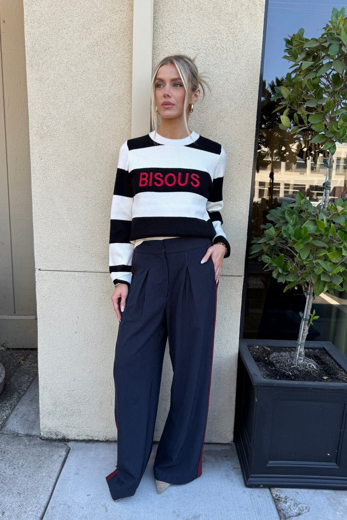BISOUS STRIPED SWEATER - endless rose - Violet Muse Boutique