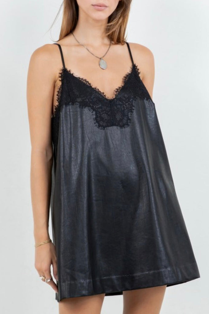BRAYE LACE & LEATHER DRESS - Violet Muse Boutique