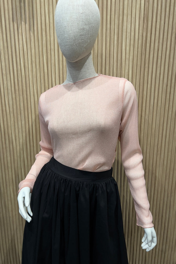 BRINN BLUSH SHIMMER MESH TOP - Violet Muse Boutique