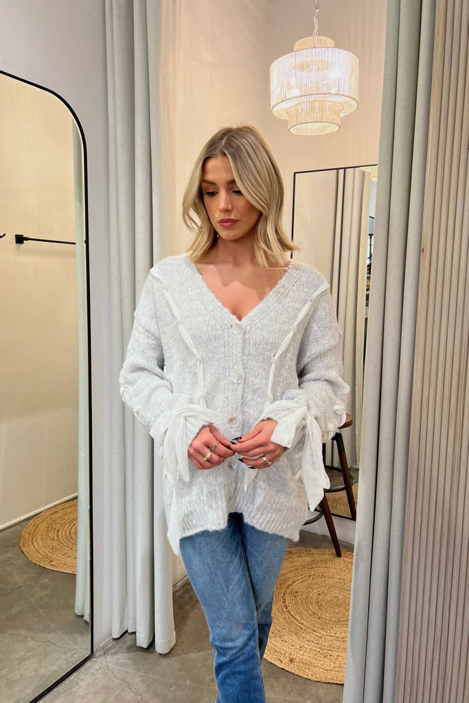 BROOKS CHIFFON CONTRAST CARDIGAN - Violet Muse Boutique