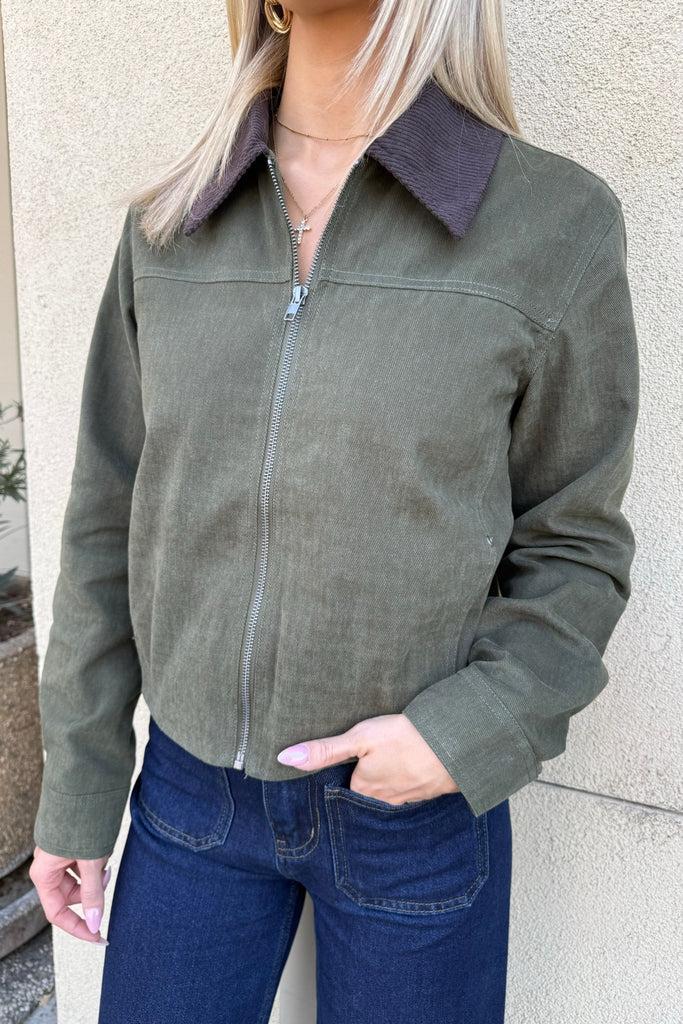 BRUNELL OLIVE UTILITY JACKET - Violet Muse Boutique