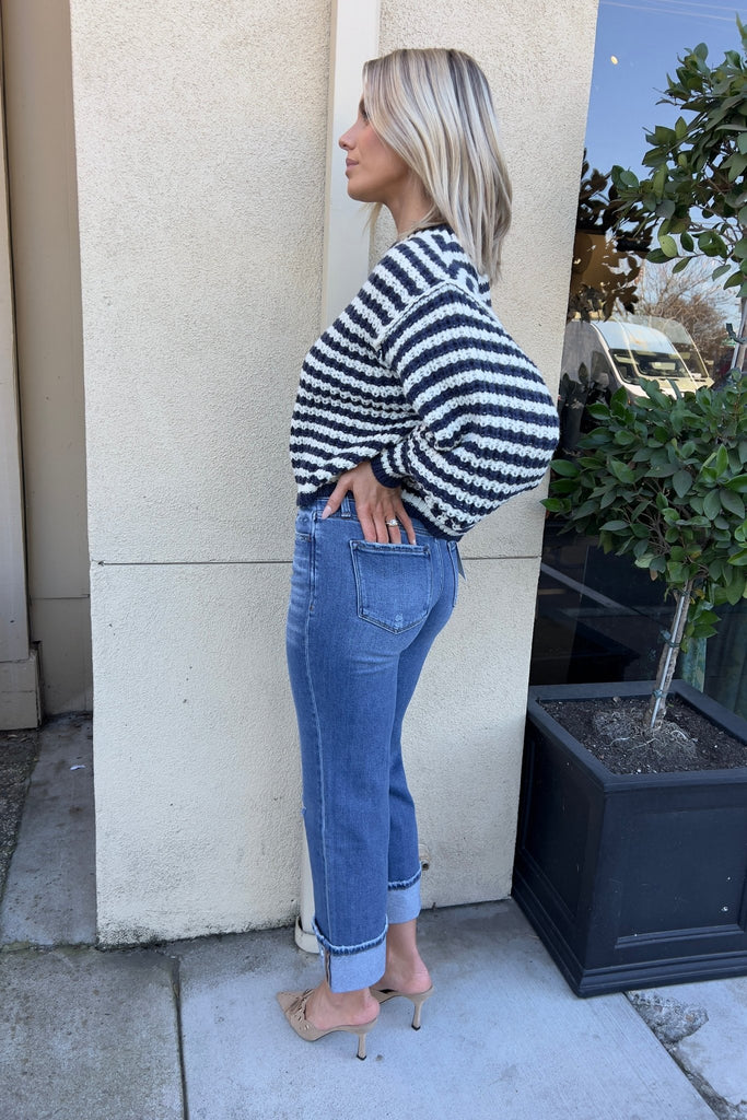 CADE CUFFED DENIM JEANS - Violet Muse Boutique