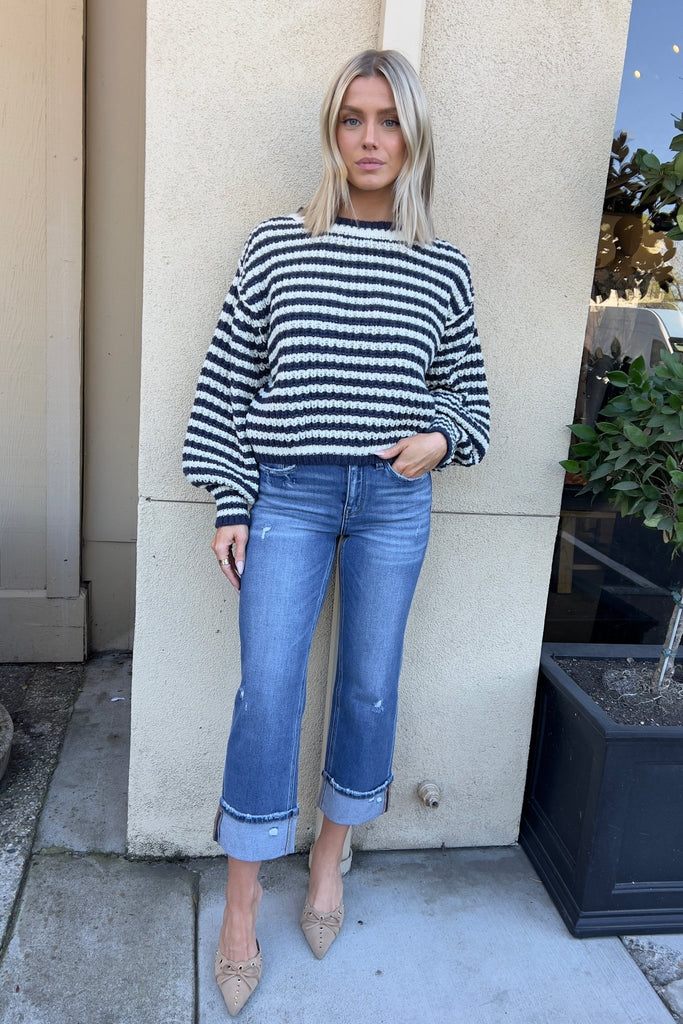 CADE CUFFED DENIM JEANS - Violet Muse Boutique