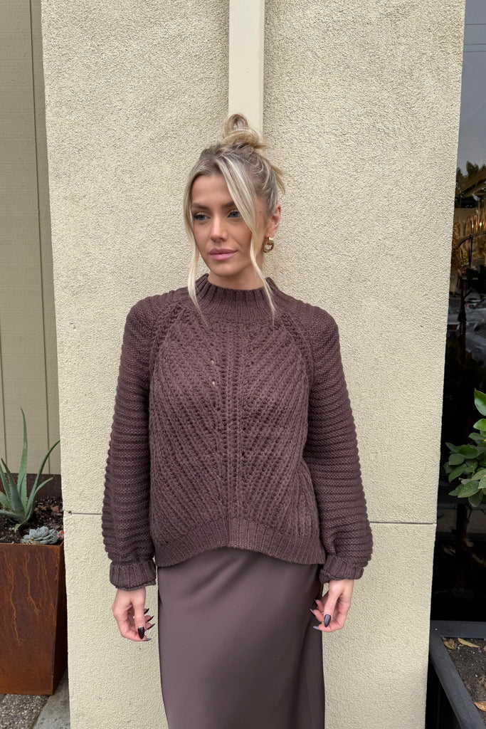 CAFE RIDGE CABLEKNIT SWEATER - Violet Muse Boutique