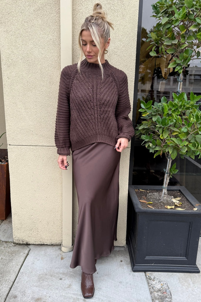 CAFE RIDGE CABLEKNIT SWEATER - Violet Muse Boutique