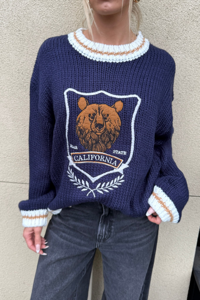 CALIFORNIA EMBROIDERED SWEATER - Violet Muse Boutique
