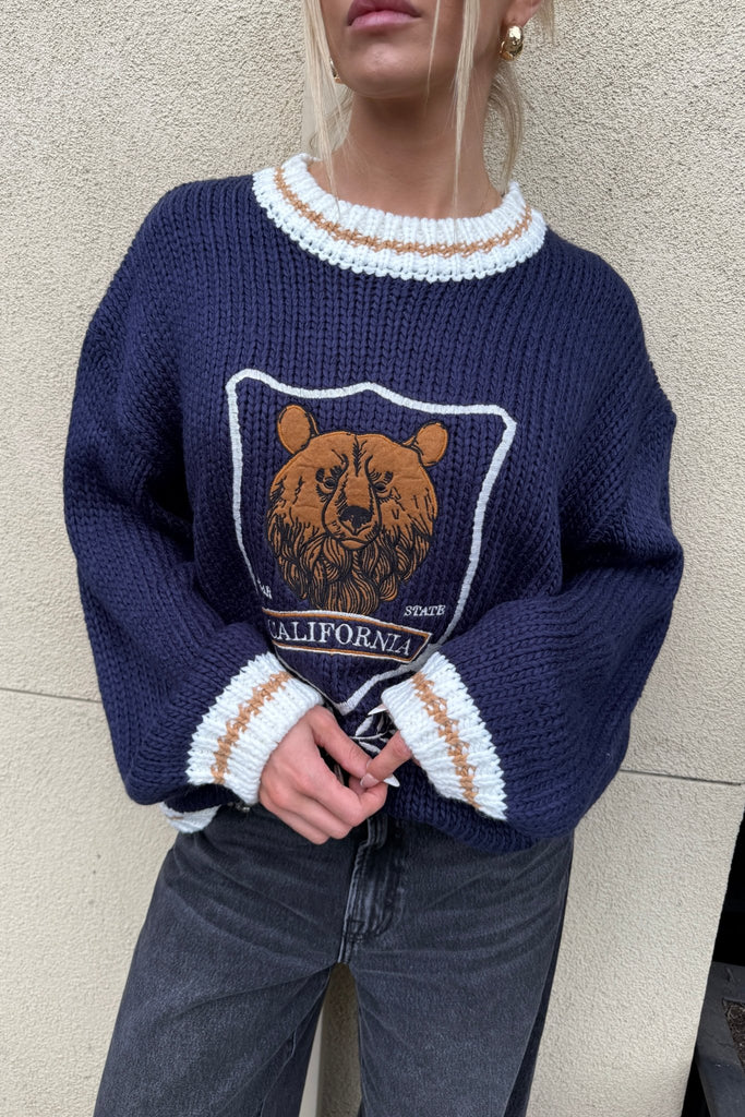 CALIFORNIA EMBROIDERED SWEATER - Violet Muse Boutique