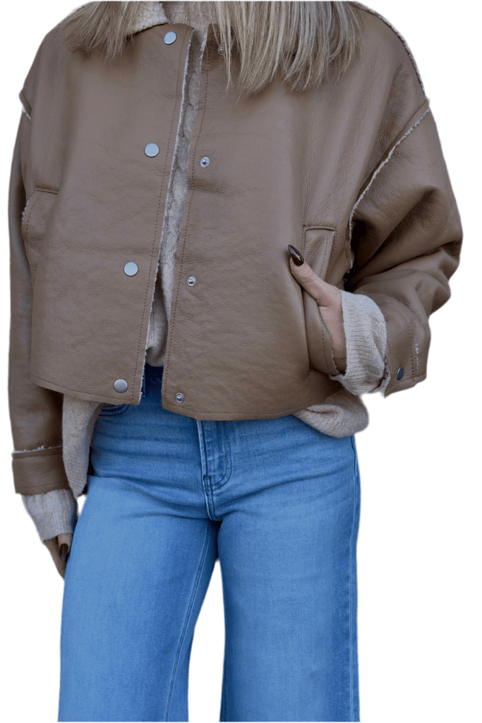 CAMBER TOFFEE FUR LEATHER JACKET - Violet Muse Boutique