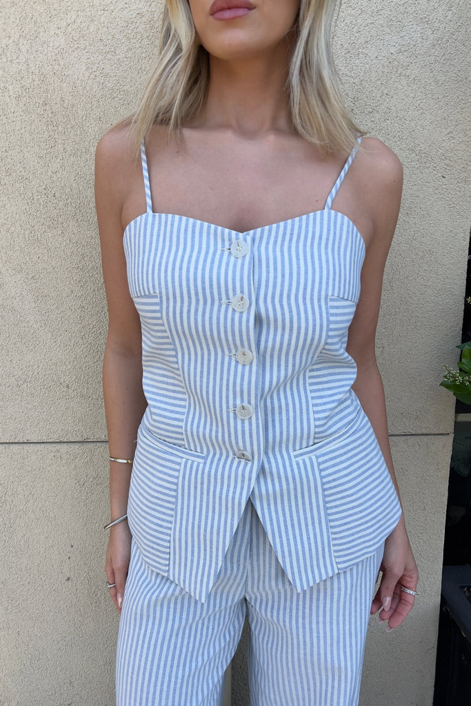 CAMBRIA STRIPED BUTTON DOWN TOP - Violet Muse Boutique