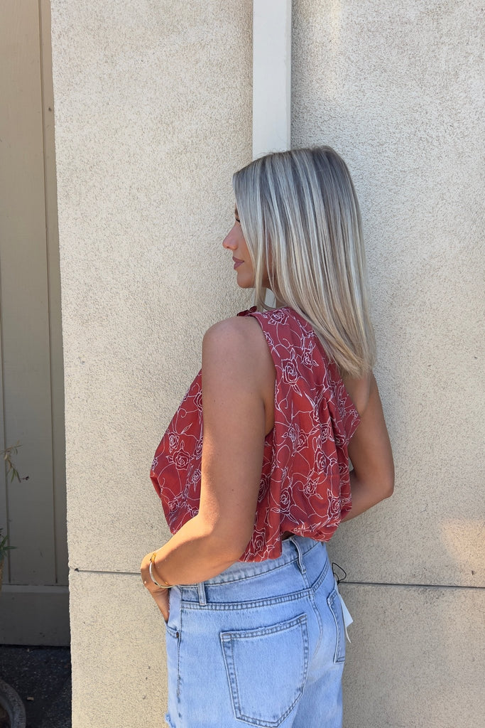 CASSIDY FLORAL ONE SHOULDER TOP - Violet Muse Boutique