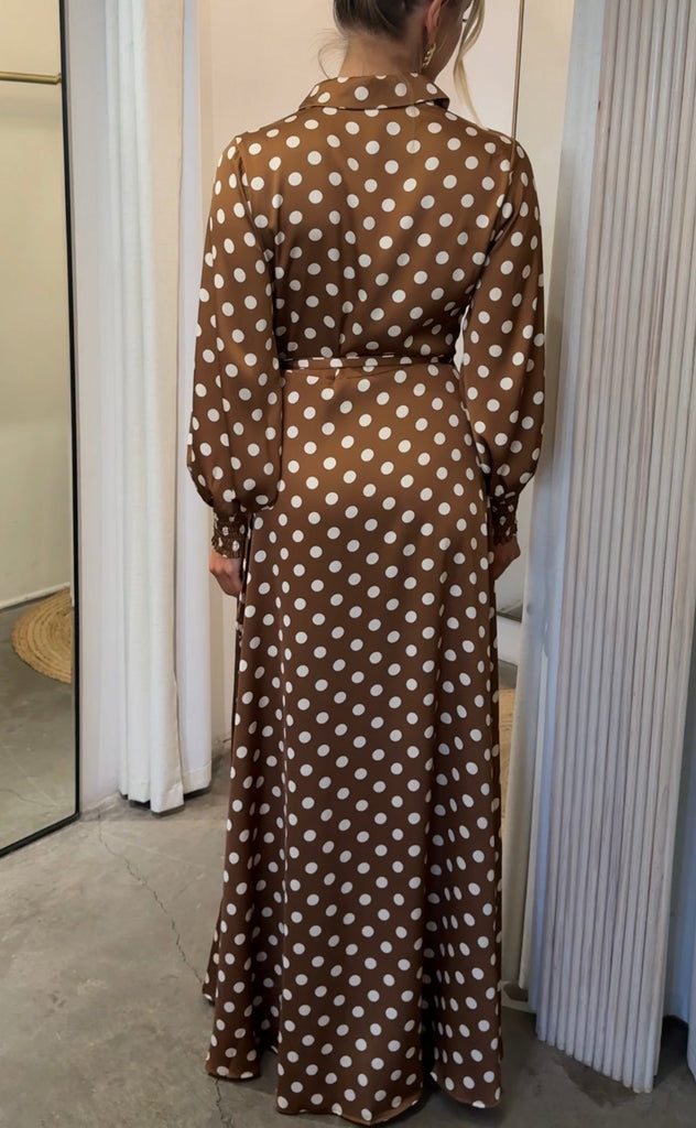 CELLO POLKA DOT WRAP DRESS - Violet Muse Boutique