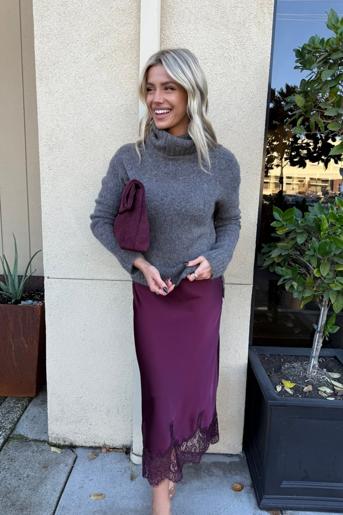 CHALET GREY TURTLENECK SWEATER - Violet Muse Boutique