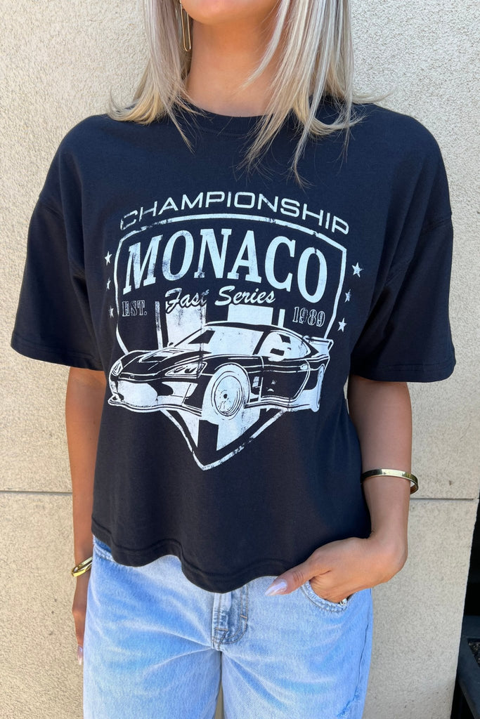 CHAMPIONSHIP MONACO GRAPHIC TSHIRT - Violet Muse Boutique