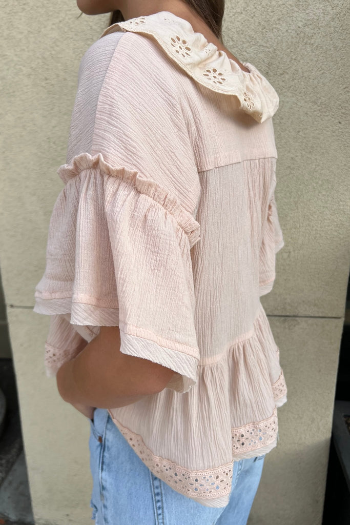 COASTIN SAND EYELET TOP - Violet Muse Boutique