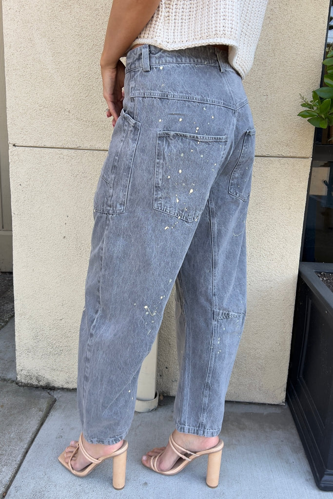 COASTLIT MINERAL WASH DENIM PANTS - Violet Muse Boutique