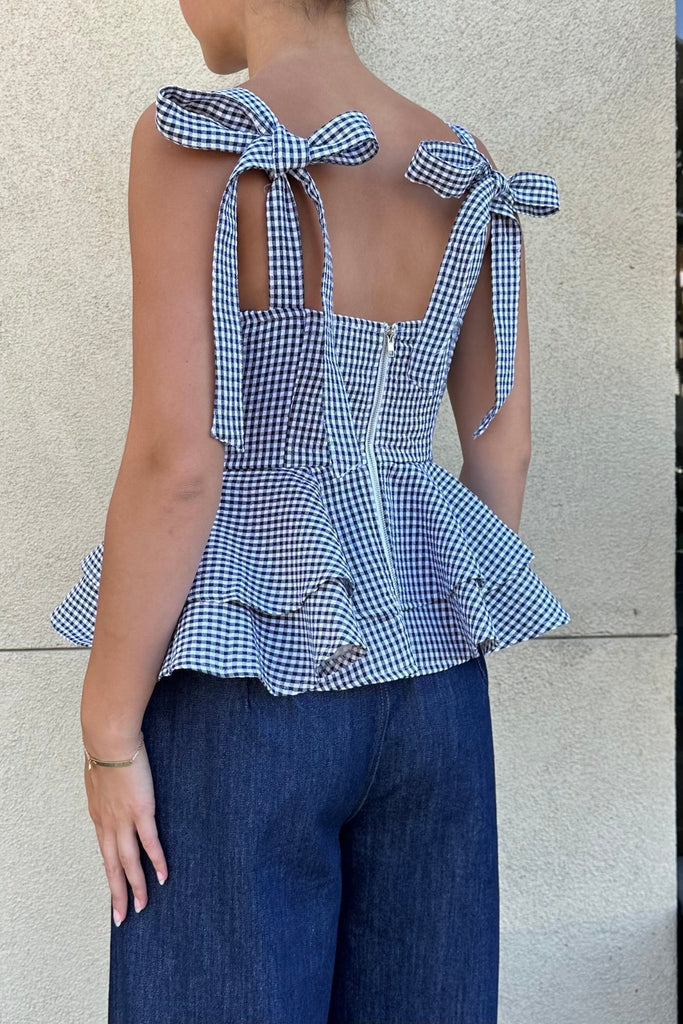 CORA GINGHAM PRINT TOP - Violet Muse Boutique