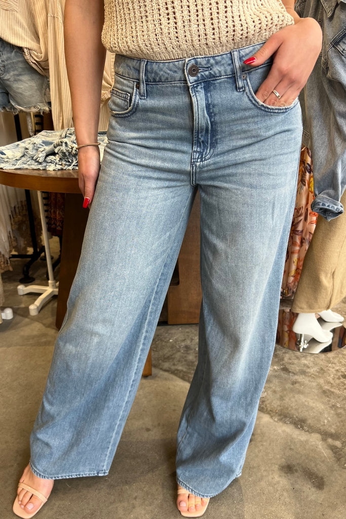 COREY SOFT WIDE LEG DENIM JEANS - Violet Muse Boutique