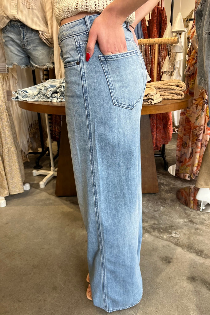 COREY SOFT WIDE LEG DENIM JEANS - Violet Muse Boutique