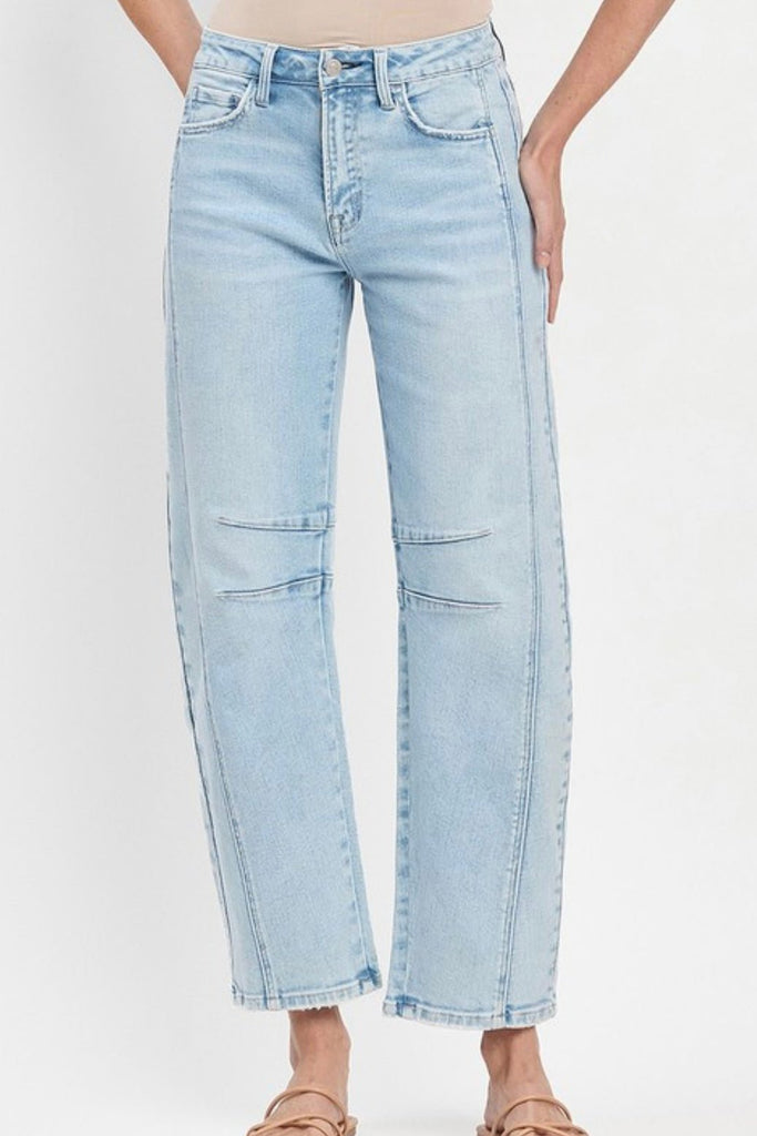 DAWN LIGHT WASH BARREL DENIM JEANS - Violet Muse Boutique