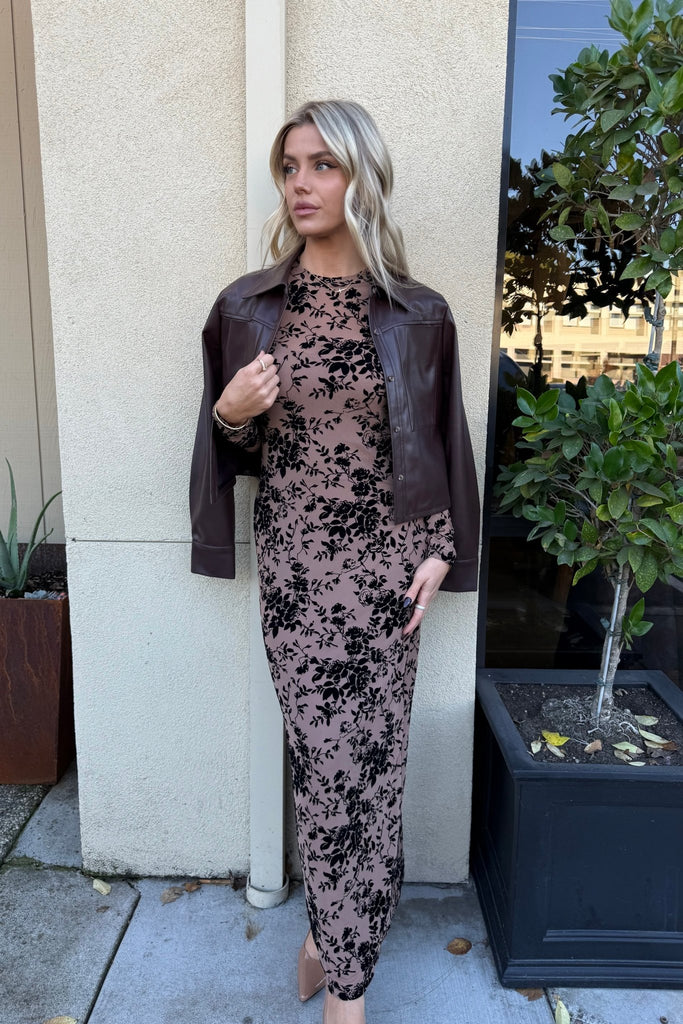 DEVIN VELVET FLORAL DRESS - Violet Muse Boutique