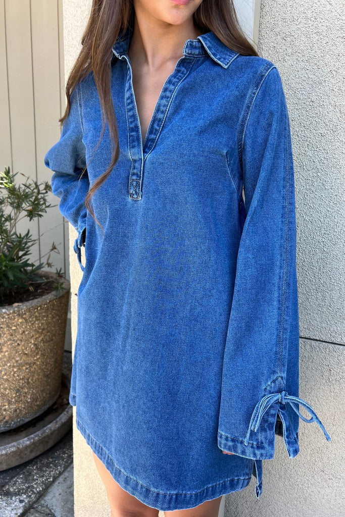 DRIFTON DENIM DRESS - Violet Muse Boutique