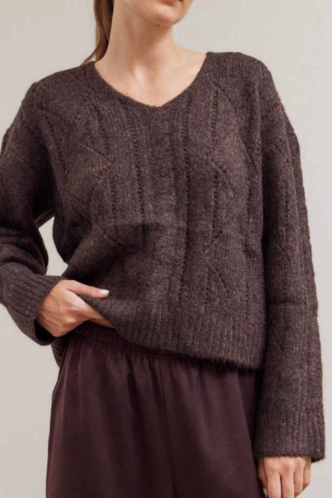 DUVALL CABLEKNIT SWEATER - Violet Muse Boutique