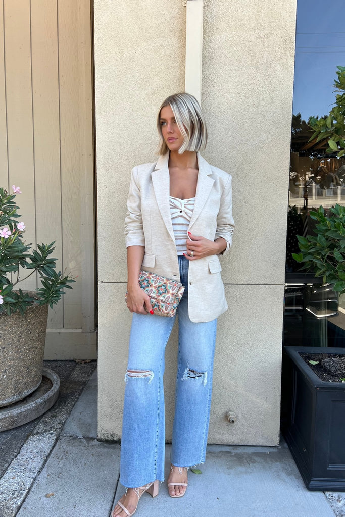 EASTON NATURAL LINEN BLAZER - Violet Muse Boutique