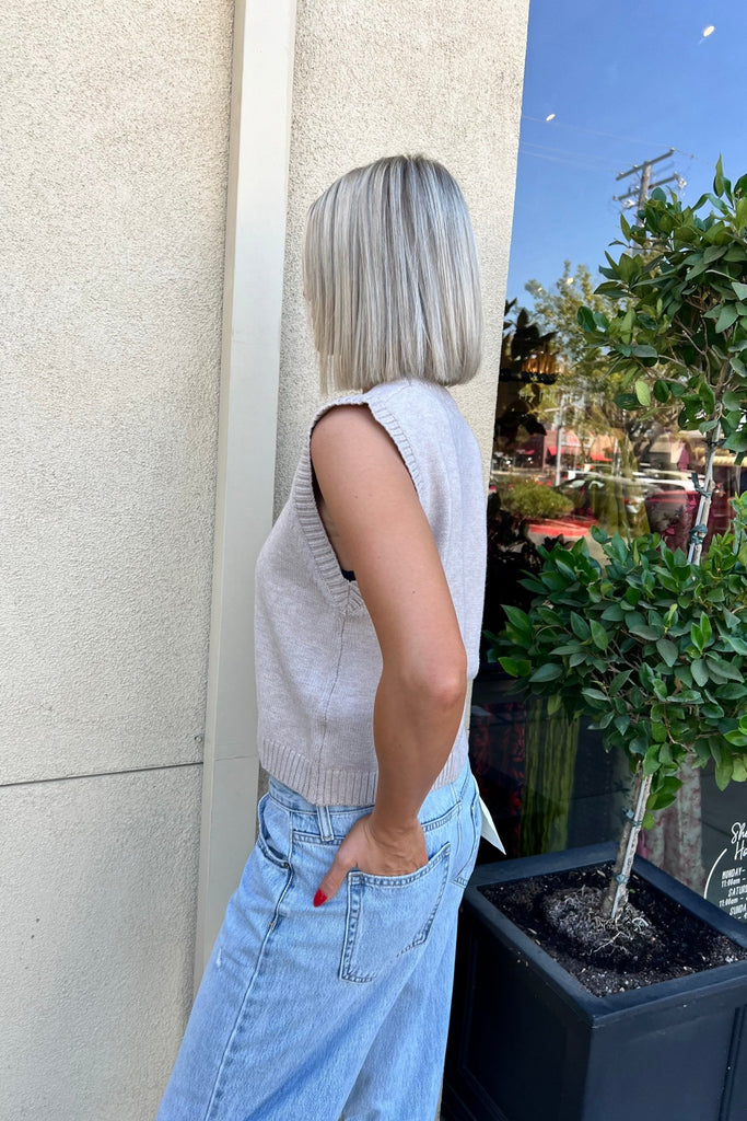 EIRLYS BEIGE KNIT TANK TOP - Violet Muse Boutique