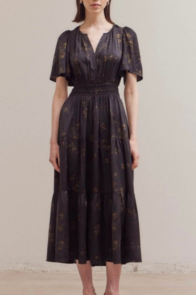 ELORIE BLACK FLORAL DRESS - Violet Muse Boutique