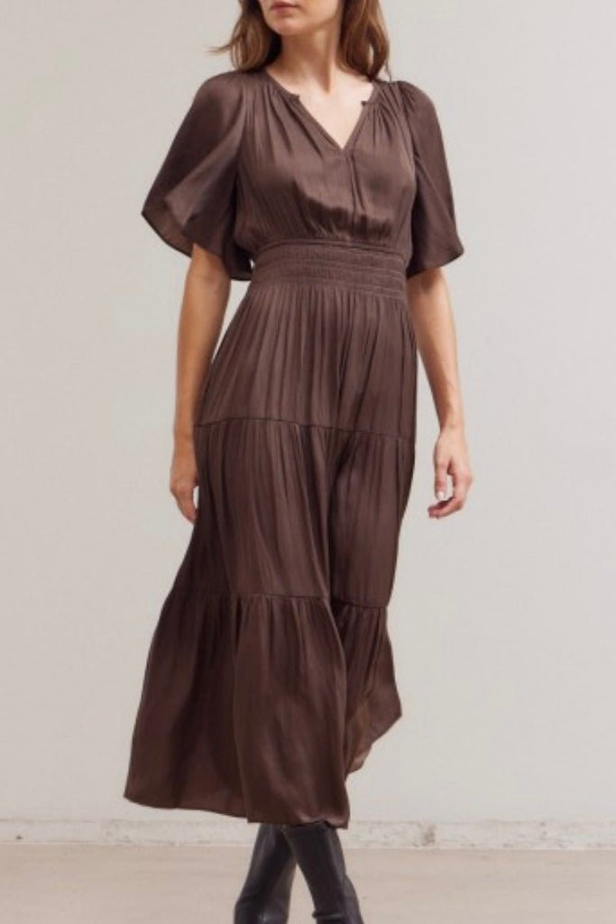 ELORIE COFFEE DRESS - Violet Muse Boutique