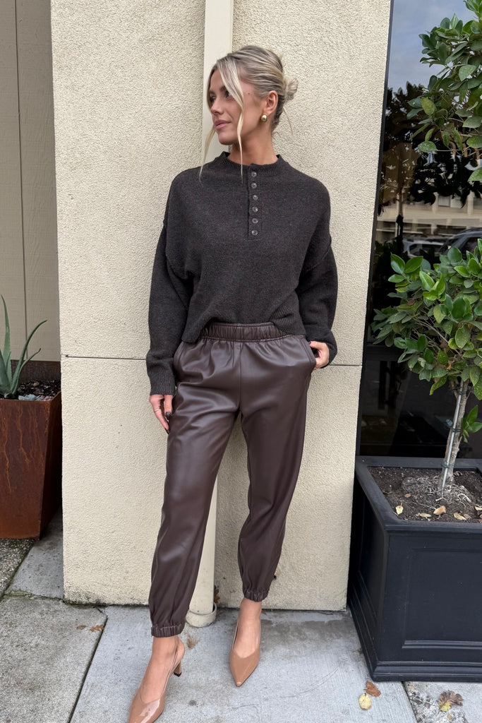 EMBERY VEGAN LEATHER JOGGER PANTS - Violet Muse Boutique