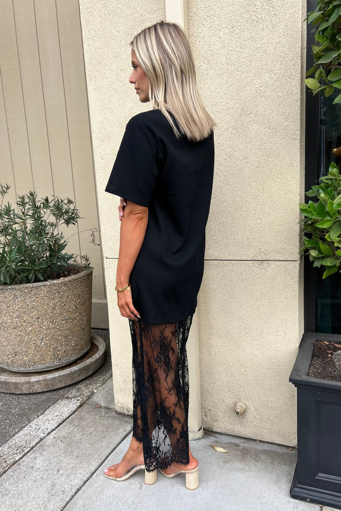 ENDLESS ROSE TSHIRT LACE DRESS - Violet Muse Boutique