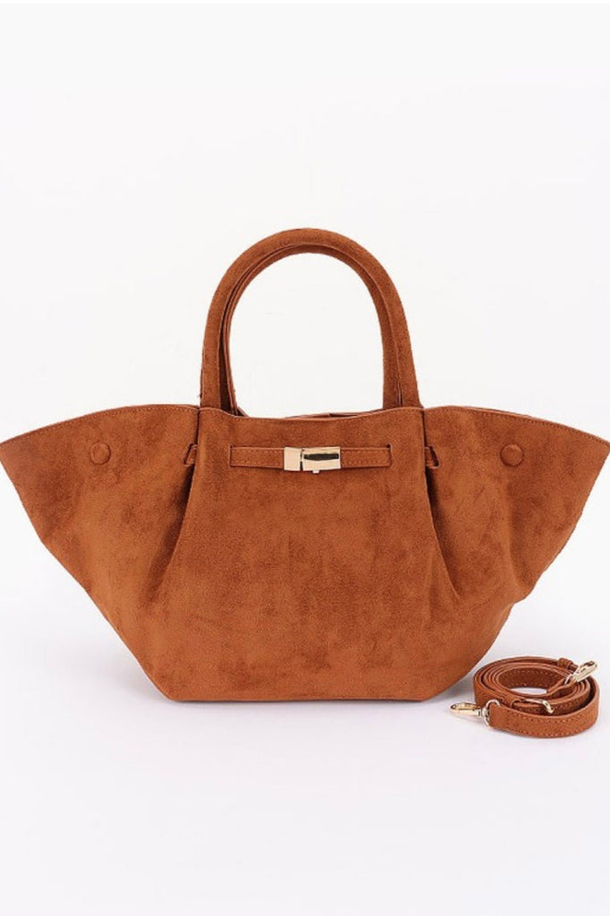 ESME BROWN SUEDE TOTE BAG - Violet Muse Boutique