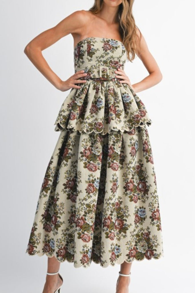 EVENING WISPER TAPESTRY DRESS - Violet Muse Boutique