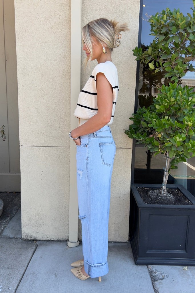 FAYELLE STRIPED KNIT VEST - Violet Muse Boutique