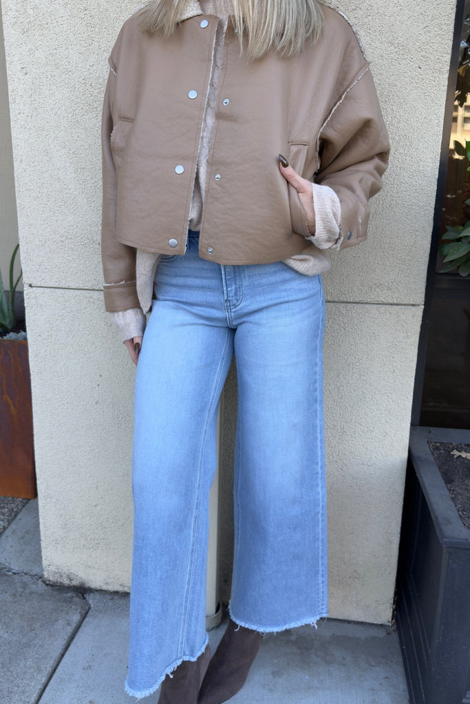 GLEAM WIDE LEG DENIM JEANS - Violet Muse Boutique